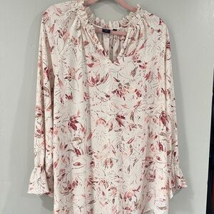 Kaari Blue Floral Blouse - Pink and Cream